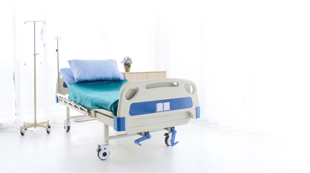 Modern mobile medical bed isolated on white