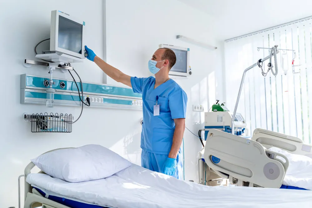 Interior of resuscitation chamber in modern clinic.